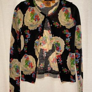 Tory Burch Merino Wool Floral Cardigan